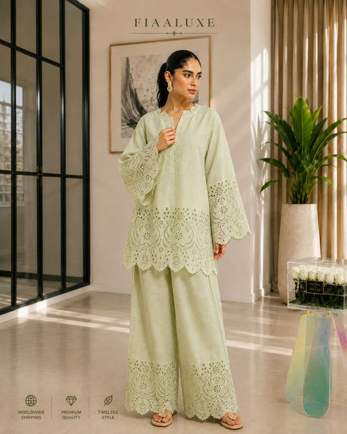 Mint Whisper - Premium Chikankari embroidery