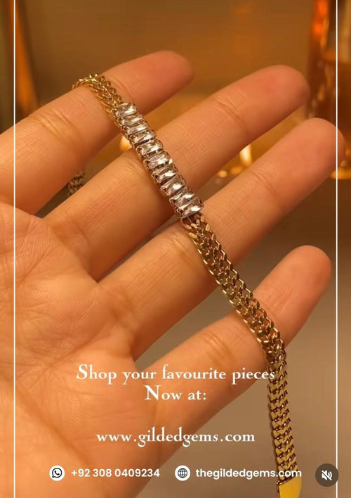 Two Tone Rectangular Link Tennis Bracelet